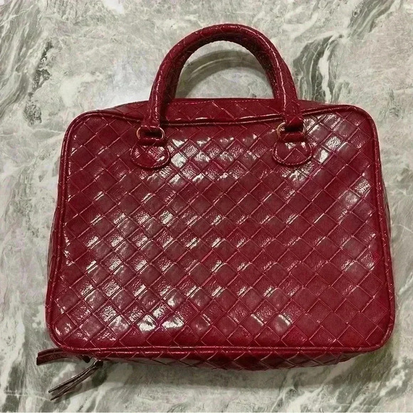 Estee Lauder Red Brick Beauty Makeup Travel Bag Cosmetic Case Purse Tote 13.5" - Picture 4 of 8